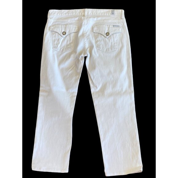 Seven for all Mankind Pants - 7 for all Mankind White Capris Pants 28 7FAMK Cotton Stretch Flap pockets